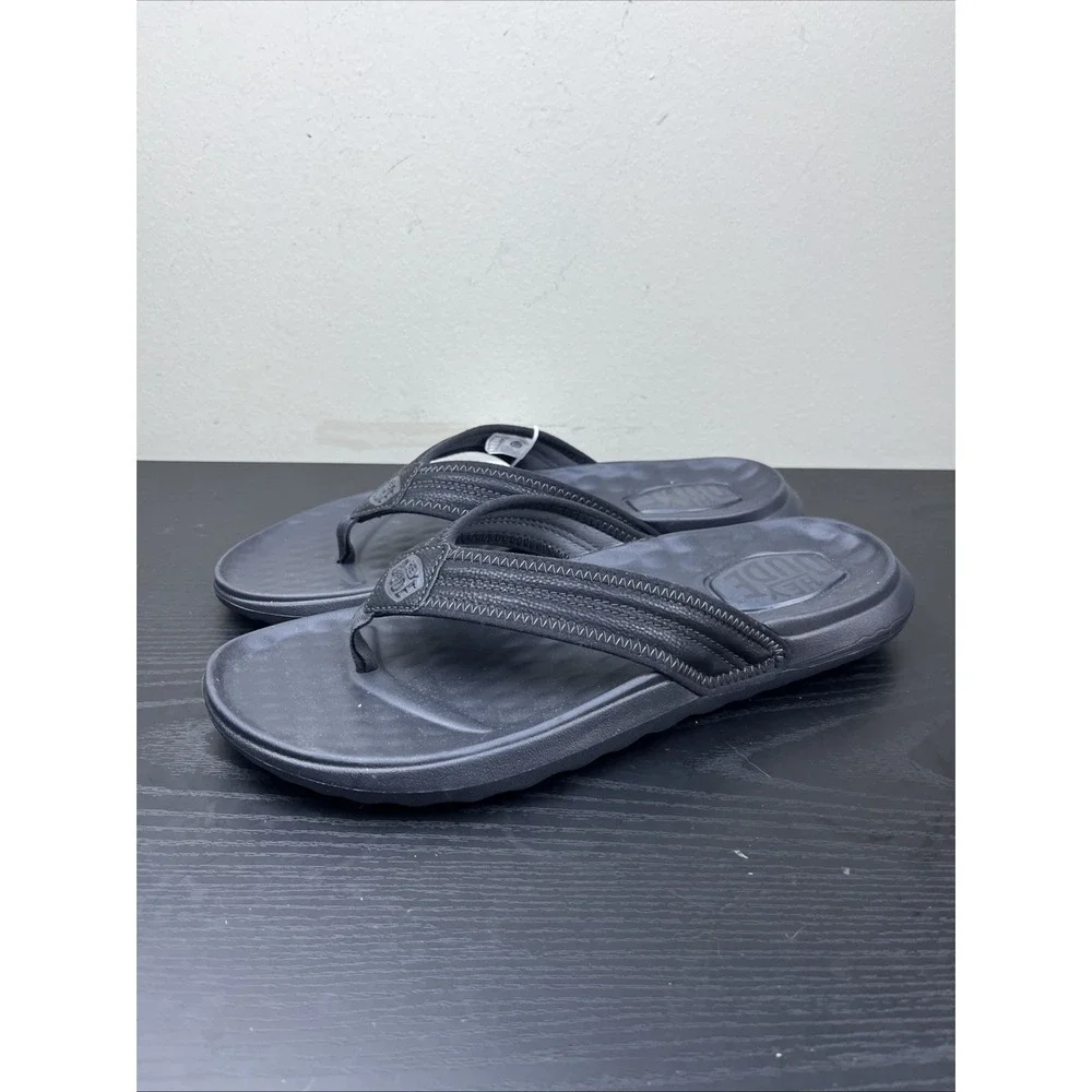 Hey Dude Myers Flip Classic Men's 9 Black Flip Flop Thong Sandals NWT